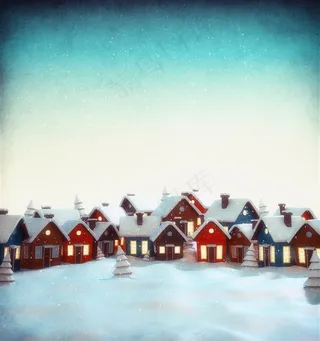 排列整齐的圣诞节小屋高清图