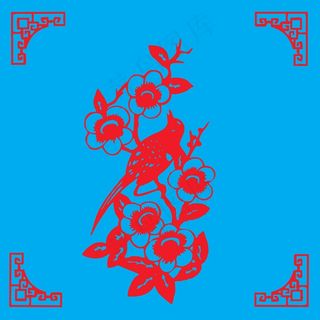 花鸟剪纸 剪纸风元素
