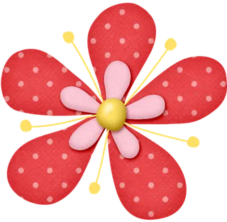 红色花朵卡通简笔