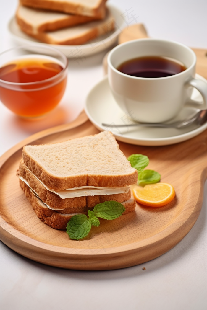 三明治早餐咖啡摄影图