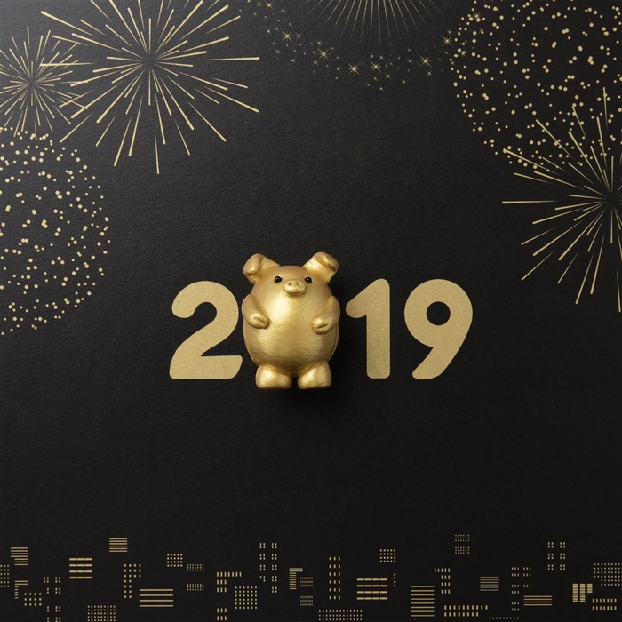 2019猪年金色小猪创意高清图片