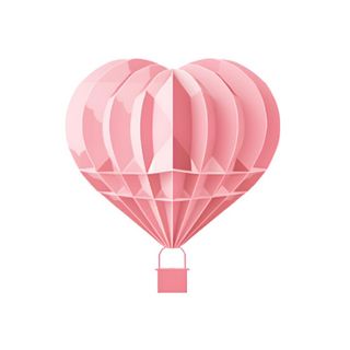 爱心热气球粉色免抠