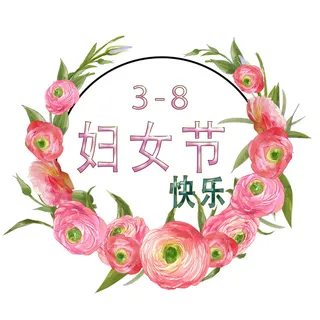 手绘花卉妇女节白色挂画