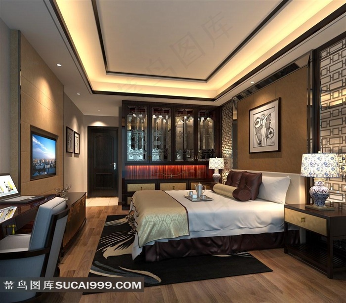 中式风格卧室装修效果图