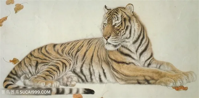 卧虎工笔画素材