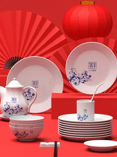 国潮风中式文创餐具智能样机