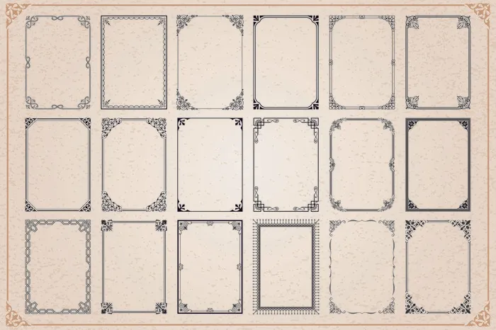 欧式复古线条边框花纹AI矢量LOGO角框花边分割线设计PSD卡片素材eps,ai矢量模版下载