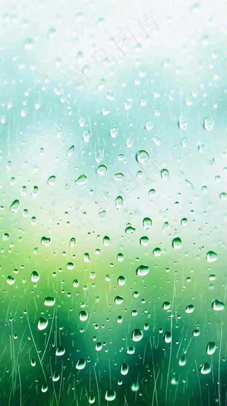 春天绿草下雨水珠，雨水，立春，春分