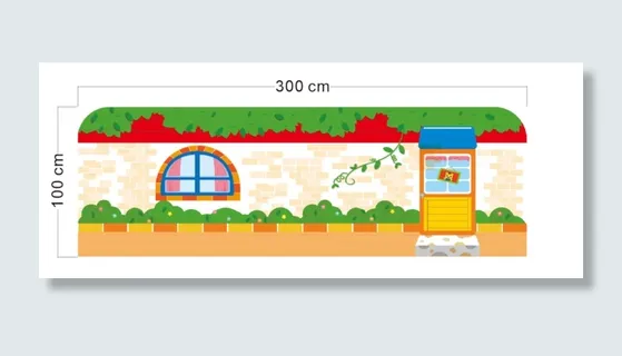 幼儿园校园绿色卡通文化墙走廊 100X300cm