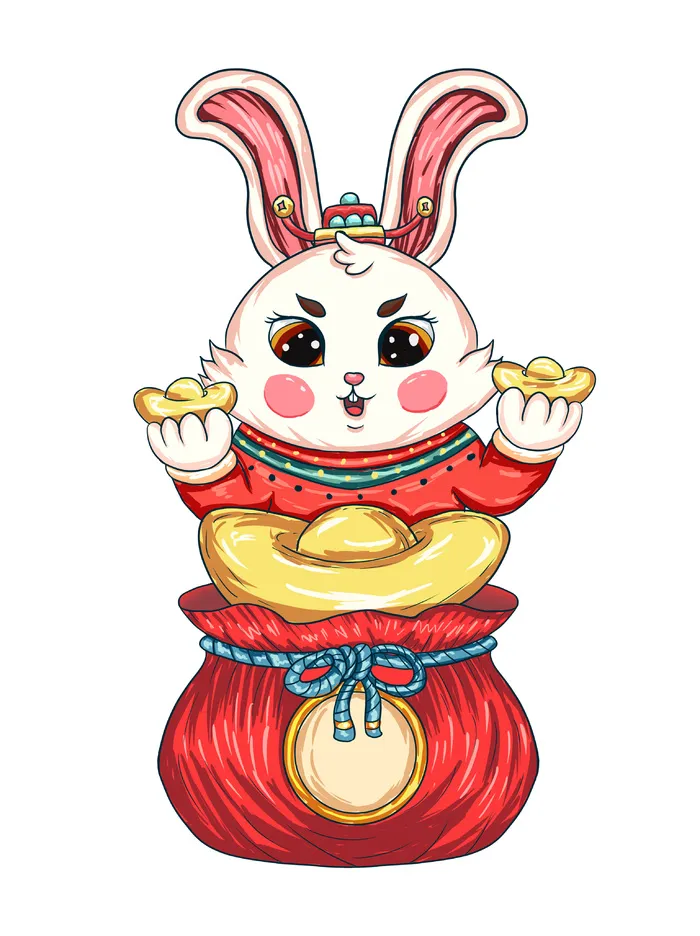 长耳福袋兔 兔年福袋兔 兔年兔子 兔年元素 兔子psd模版下载
