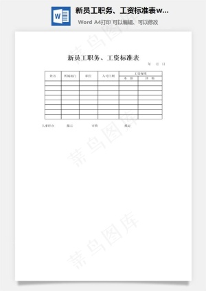 新员工职务、工资标准表word文档预览图