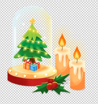 平安夜 蜡烛 圣诞树 免抠