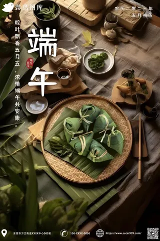 端午节实物包粽子食物海报