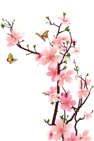 春天浪漫粉红色樱花手绘樱花梅花桃花花朵图片PNG免扣素材