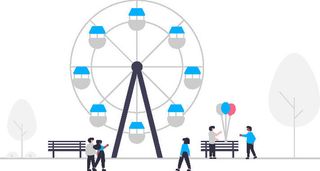 2.5d摩天轮插画小图标素材