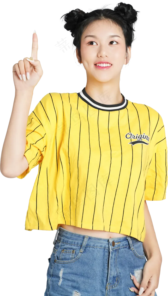 清新丸子头可爱的女孩免抠摄影图片