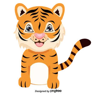 卡通小老虎PNG免抠插画素材可爱动物老虎插画贴图PNG免抠设计素材