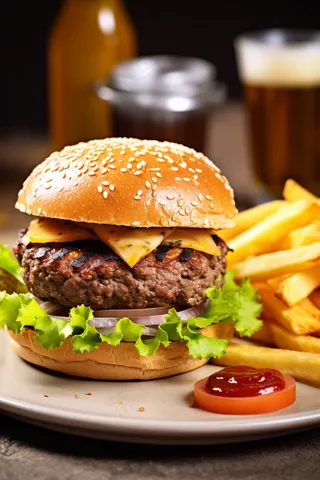 美味汉堡包美食摄影图