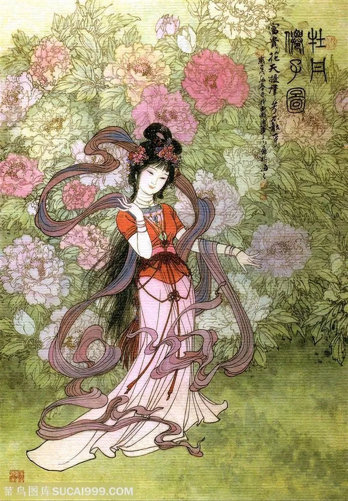 古代仙女仕女工笔画
