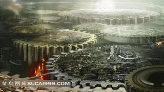 科幻的齿轮城市图片素材