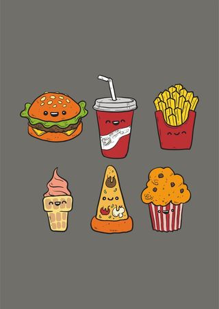 下午茶汉堡包薯条可乐雪糕爆米花