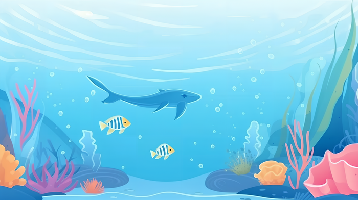 卡通海夏季环境日海洋日保护环境潜水游泳