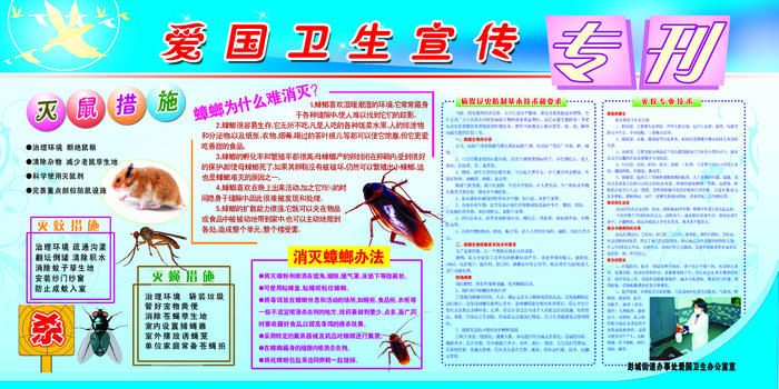 爱国卫生宣传专刊 灭鼠灭蟑螂psd模版下载