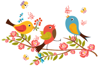 小鸟枝头卡通