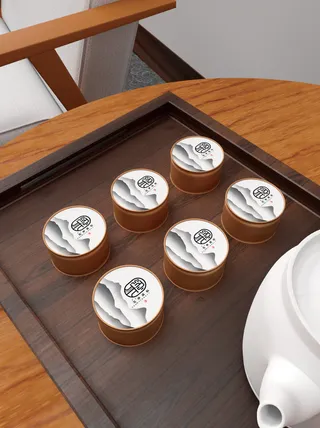 国风高档茶叶包装盒袋罐瓶LOGO标贴展示VI智能贴图样机PSD素材