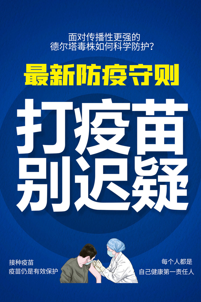 蓝色简约校园防疫德尔塔病毒海报