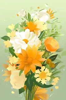 黄色渐变清新鲜花背景