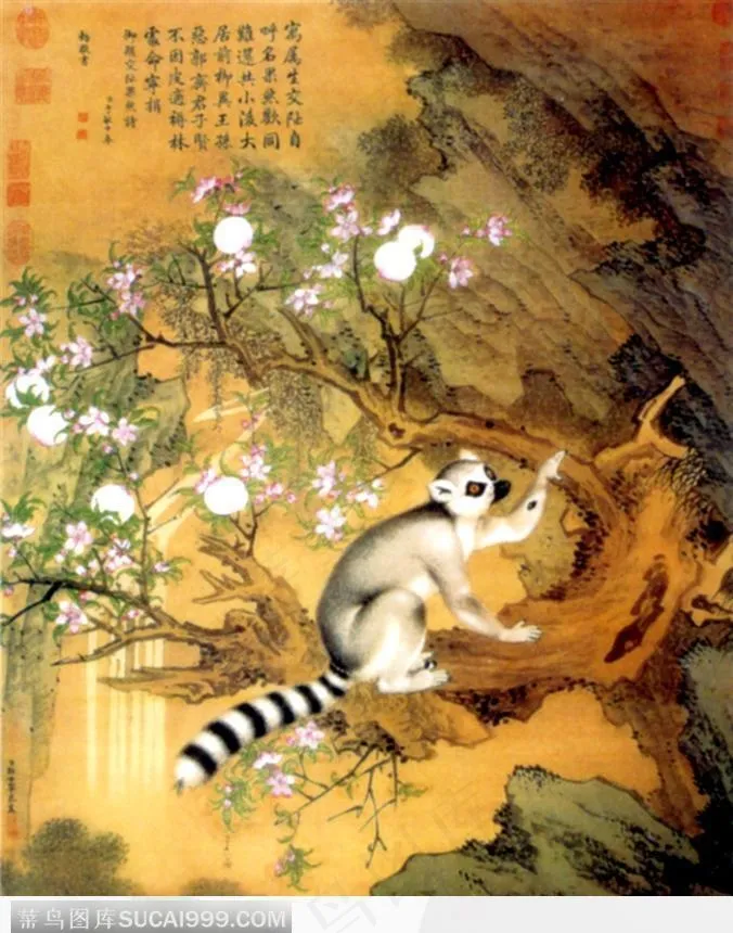 水墨画猴