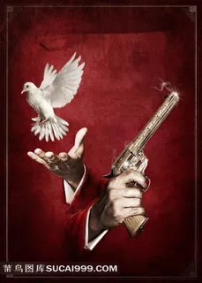 枪、手与白鸽电影大魔术师海报