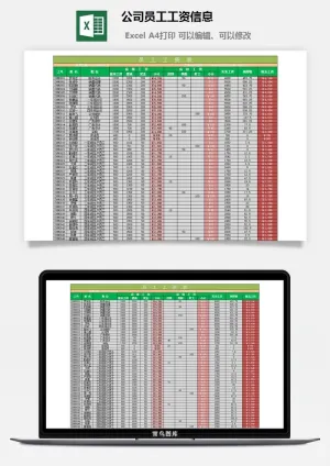 公司员工工资信息excel模板
