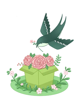 清明元素卡通春天清明节晚春绿色