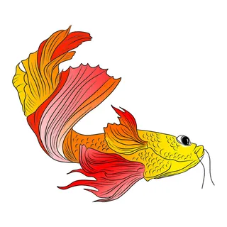 手绘烫金国潮中国风卡通锦鲤鱼金鱼插画装饰元素PSD设计素材