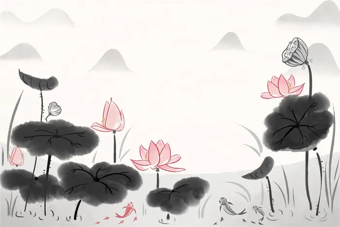 水墨荷花插画
