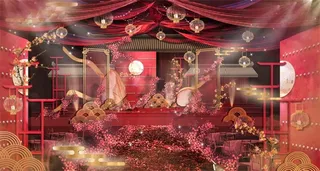 红色大气中式传统婚礼效果图