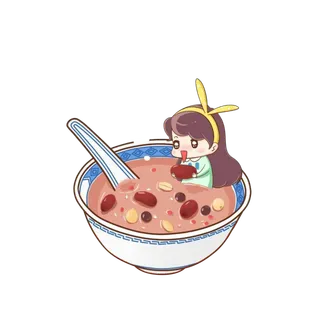 腊八元素-卡通腊八节腊八粥艺术字体八宝粥PNG免扣腊八海报装饰插画PNG素材