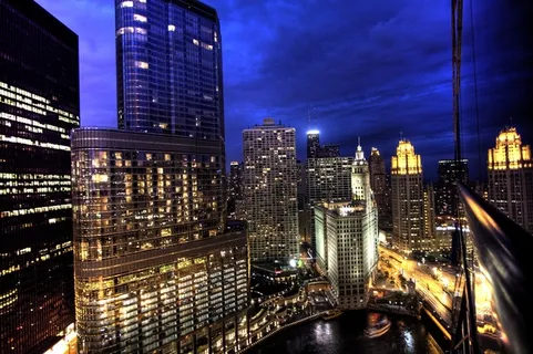 芝加哥夜景俯视俯瞰背景 芝加哥夜景俯视俯瞰背景