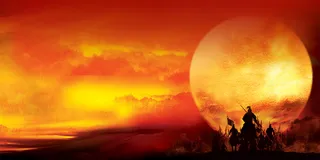 夕阳红日三国古代战场剪影