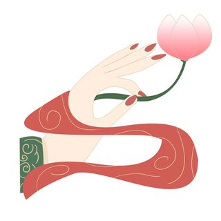 禅意佛手拈花指莲花佛珠敦煌文化线描稿国潮风元素设计模板素材