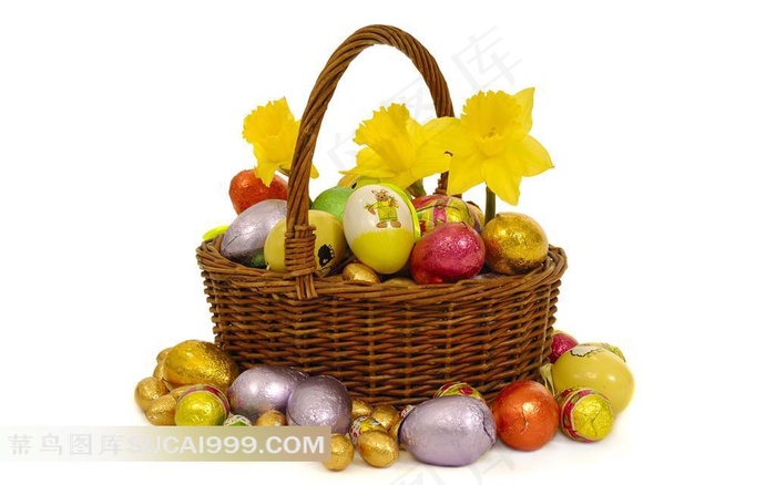 篮子彩蛋鲜花素材