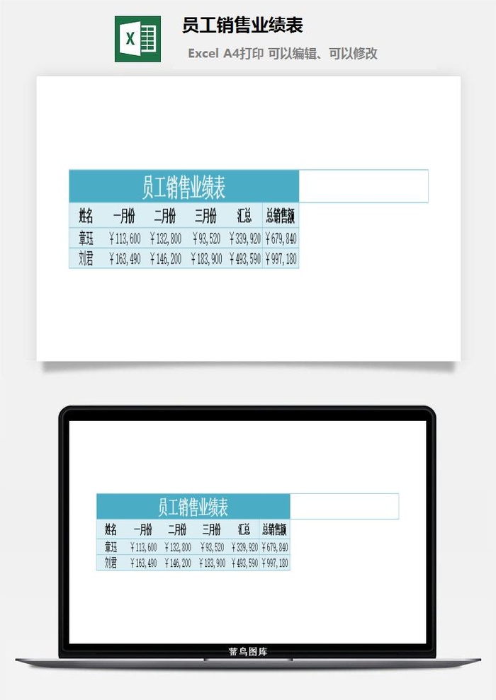 员工销售业绩表excel模板