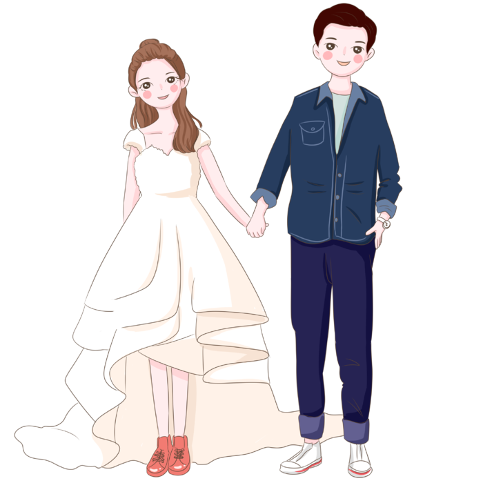 婚纱卡通人物婚礼白纱结婚婚纱摄影手绘