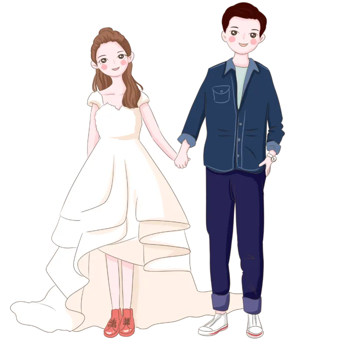 婚纱卡通人物婚礼白纱结婚婚纱摄影手绘
