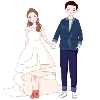 婚纱卡通人物婚礼白纱结婚婚纱摄影手绘