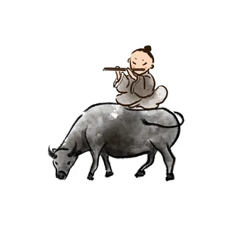 清明清明节卡通牧童吹笛子