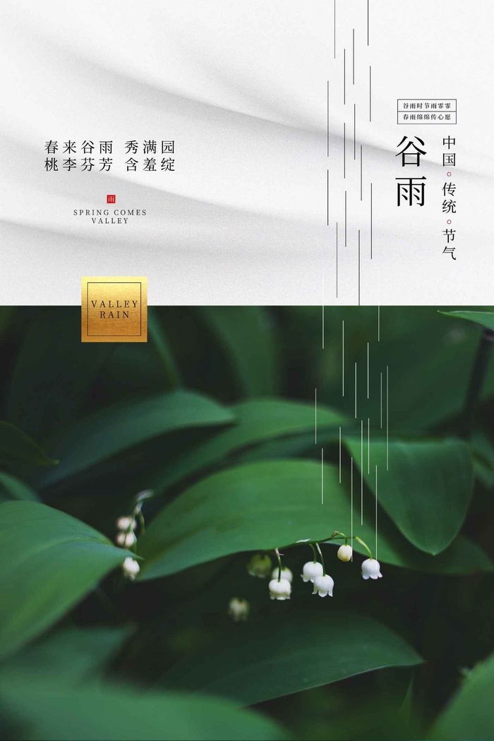 谷雨节气海报psd模版下载