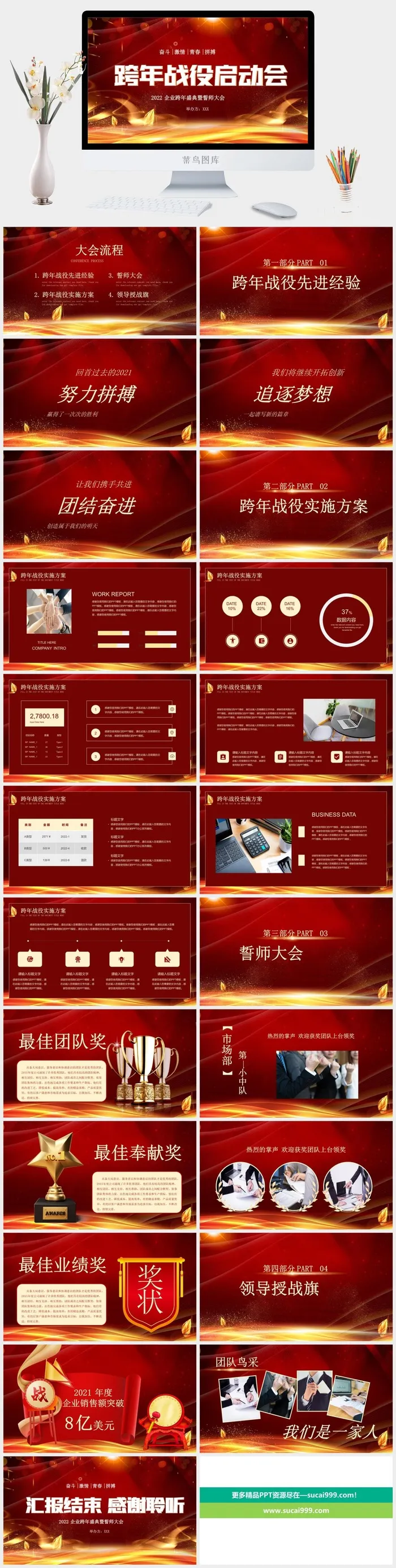 跨年战役启动会企业年会颁奖典礼PPT模板